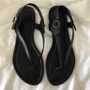 Tory Burch Black Leather Sandals